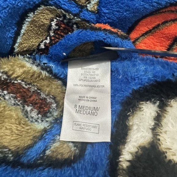 Joe Boxer Sports Theme Football Soft Fleece Bath Robe Youth Medium 8 Blue Pocket - Picture 7 of 8